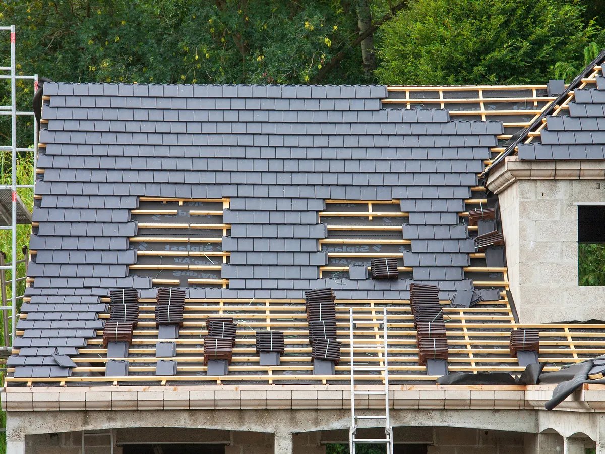 Close view of new roofs work in progress